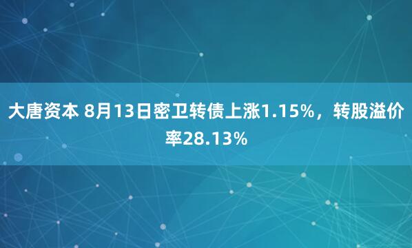 大唐资本 8月13日密卫转债上涨1.15%，转股溢价率28.13%